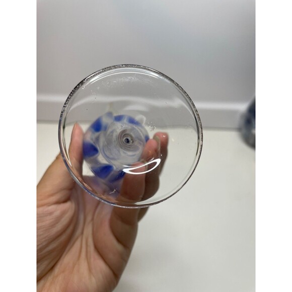 Bimini Small Bud Vase swirl blue and clear Delicate Glass 7.5"H Vintage - Picture 6 of 7